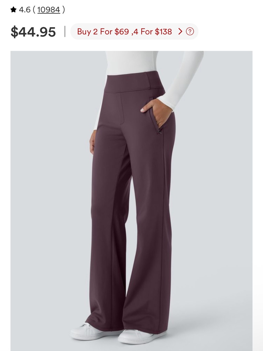 HALARA Wide-Leg Pull-On Pants in Plum